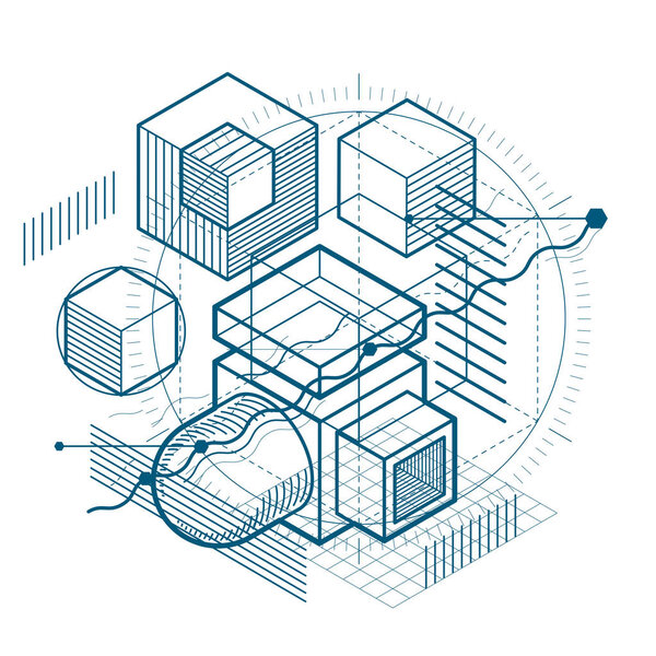 isometric mesh shapes and figures
