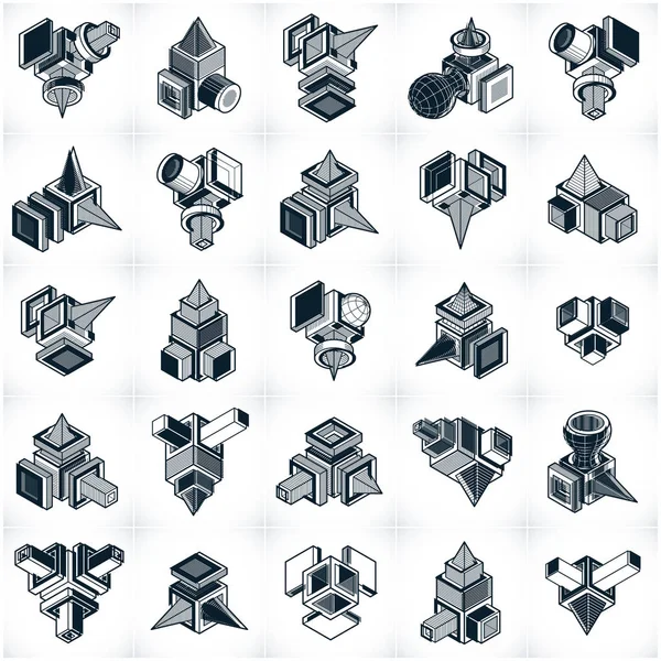 Formas y figuras de malla isométrica — Archivo Imágenes Vectoriales