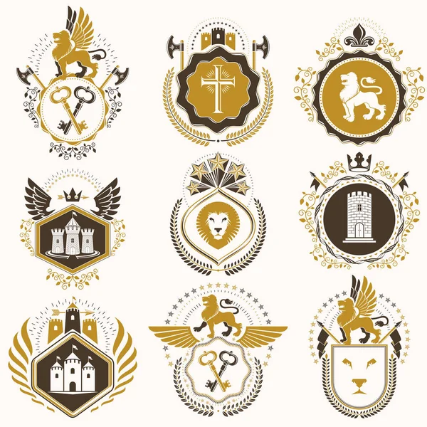 Logos des armoiries héraldiques — Image vectorielle