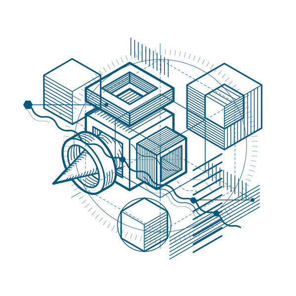 isometric mesh shapes and figures