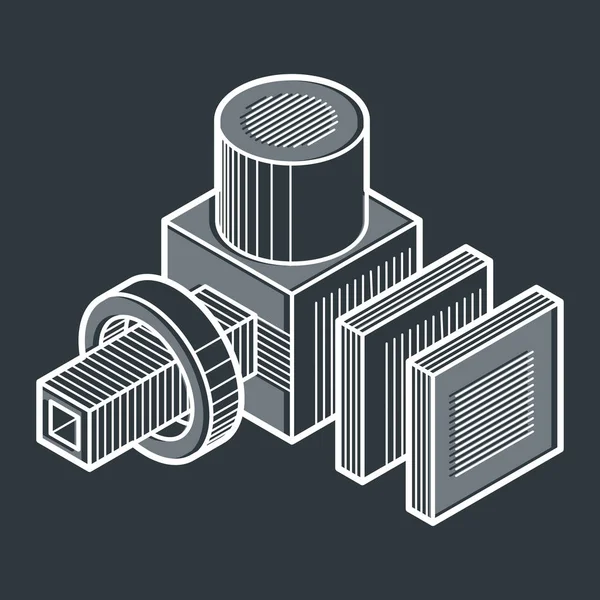 Formas y figuras de malla isométrica — Vector de stock