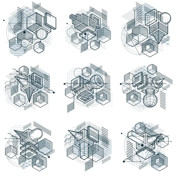 Formes et figures de maillage isométrique — Image vectorielle