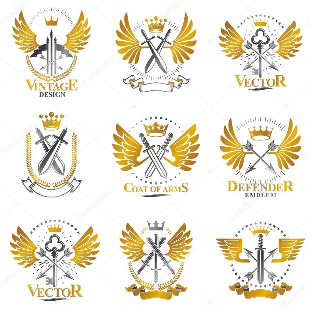 Heraldic Coat of Arms decorative logos, vector illustration