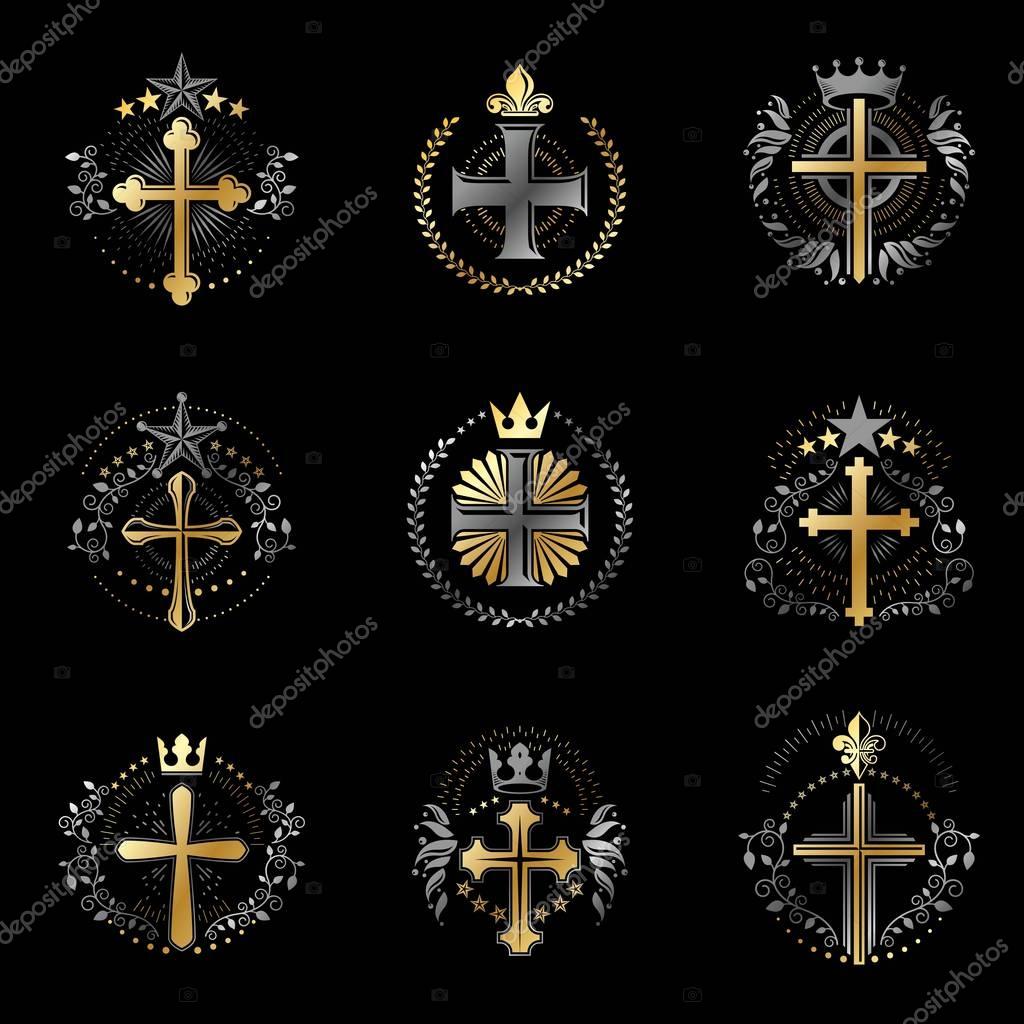 vector-heraldic-collection-of-coat-of-arms-premium-vector-in-adobe