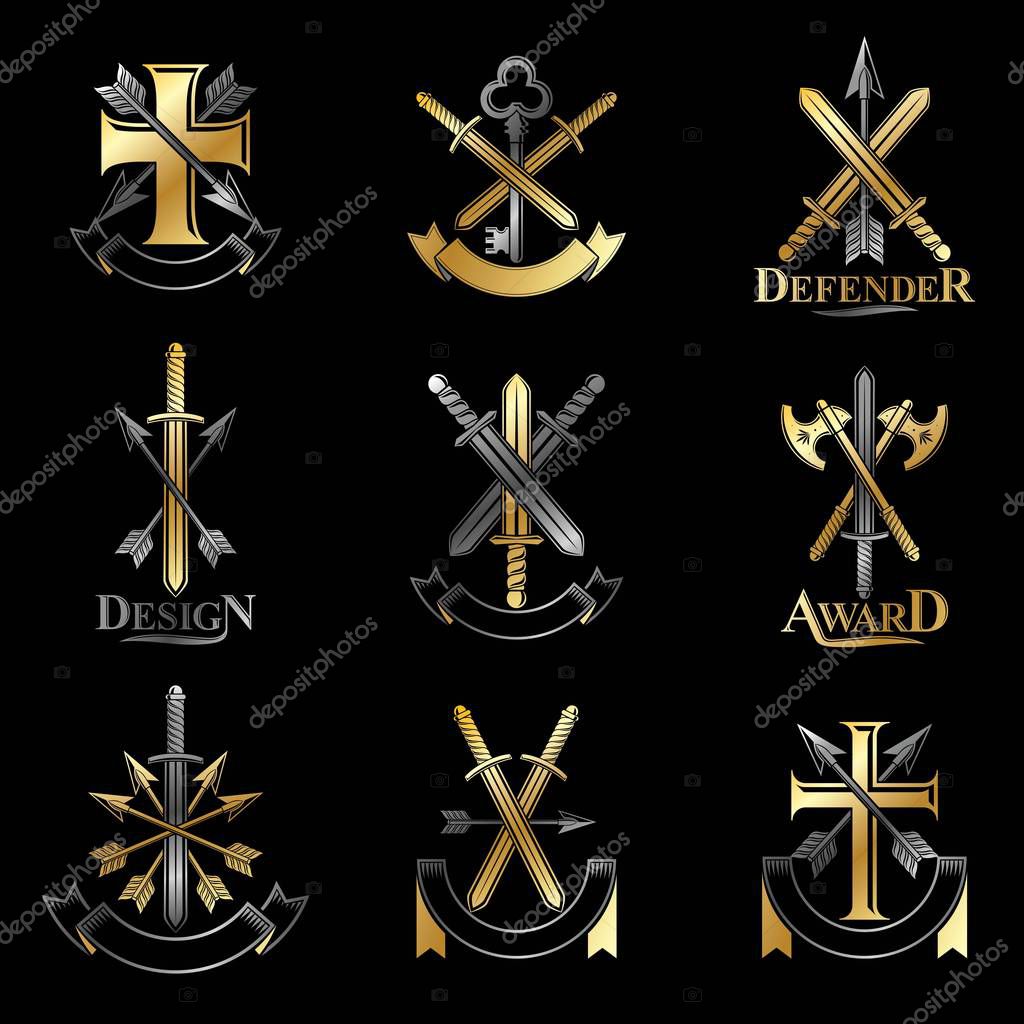 Heraldic Coat of Arms decorative logos, vector illustration