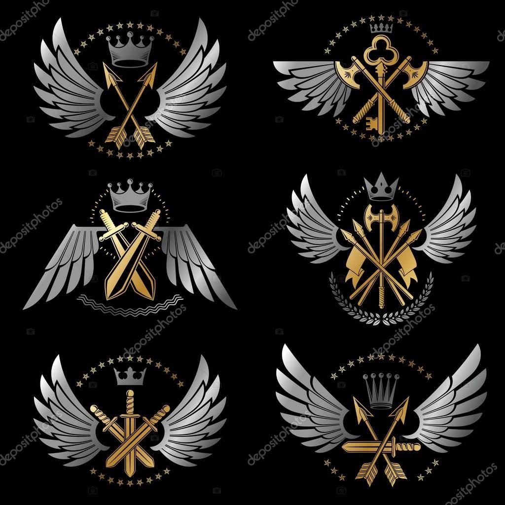 Heraldic emblem icon, vector illustration