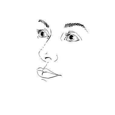 Kadın grafik çizilmiş portresi