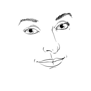 Kadın grafik çizilmiş portresi