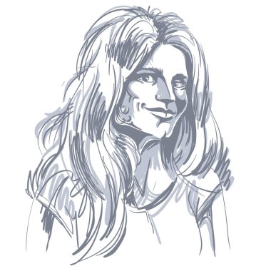 Kadın grafik çizilmiş portresi