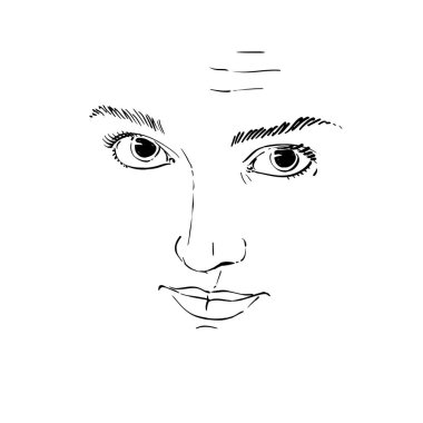 Kadın grafik çizilmiş portresi