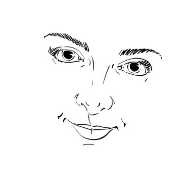 Kadın grafik çizilmiş portresi