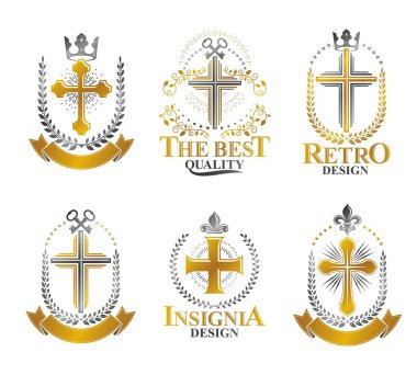 Haçlar Hıristiyanlık amblem seti