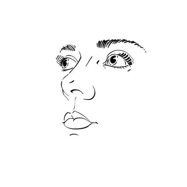 Kadın grafik çizilmiş portresi