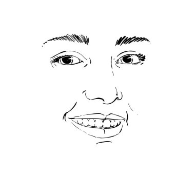 Kadın grafik çizilmiş portresi