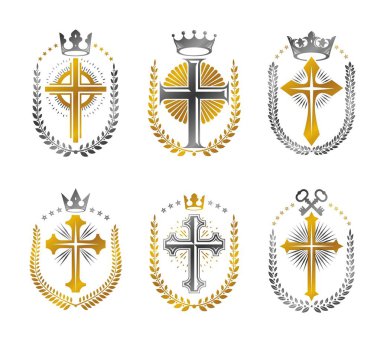 Haçlar Hıristiyanlık amblem seti