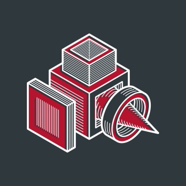 İzometrik soyut kompozisyon şekiller