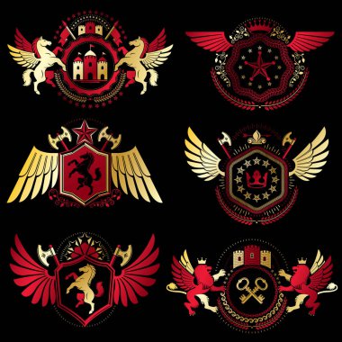 Vintage hanedan amblem seti