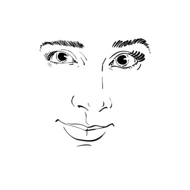 Kadın grafik çizilmiş portresi