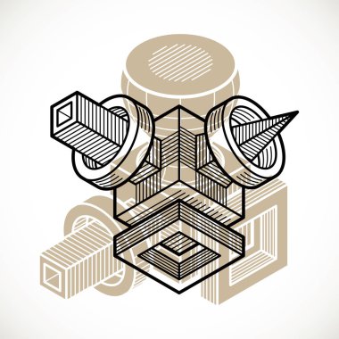 İzometrik soyut kompozisyon şekiller