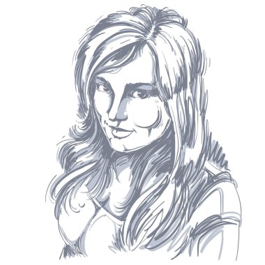 Kadın grafik çizilmiş portresi