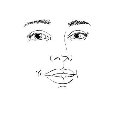 Kadın grafik çizilmiş portresi