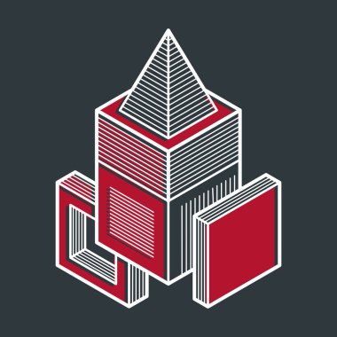 İzometrik soyut kompozisyon şekiller