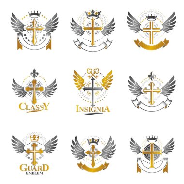 Haçlar Hıristiyanlık amblem seti