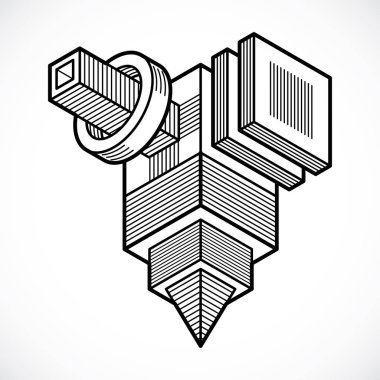 İzometrik soyut kompozisyon şekiller