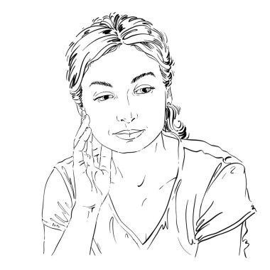 Kadın grafik çizilmiş portresi