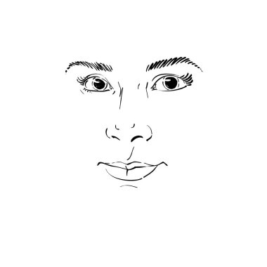 Kadın grafik çizilmiş portresi