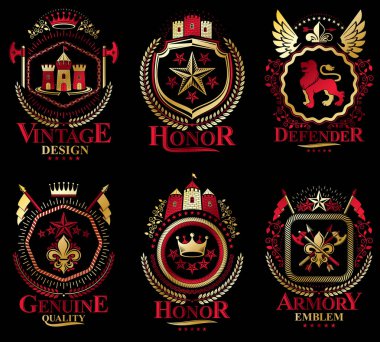Collection of heraldic decorative coat of arms clipart