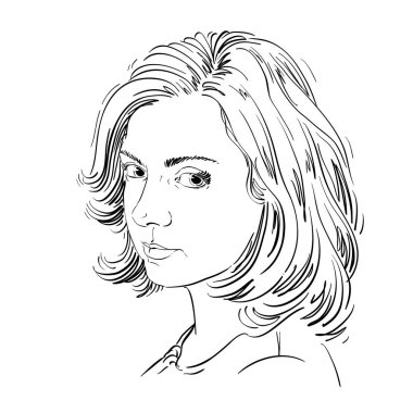 Kadın grafik çizilmiş portresi