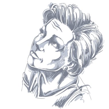 Kadın grafik çizilmiş portresi