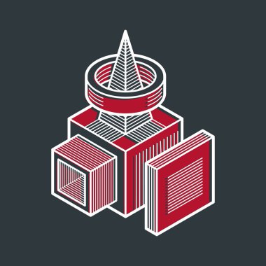 İzometrik soyut kompozisyon şekiller