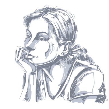 Kadın grafik çizilmiş portresi