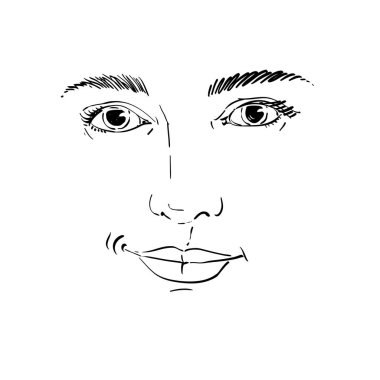 Kadın grafik çizilmiş portresi