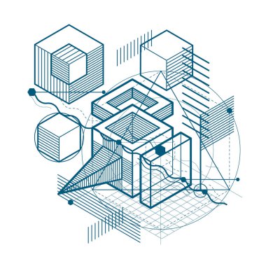 İzometrik soyut kompozisyon şekiller