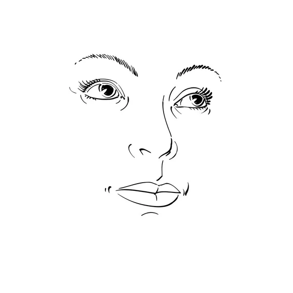 Retrato gráfico desenhado à mão da mulher — Vetor de Stock