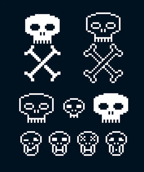 Crâne 8 icônes bits — Image vectorielle