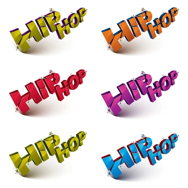 Hip Hop 3D Schriftzüge Set — Stockvektor