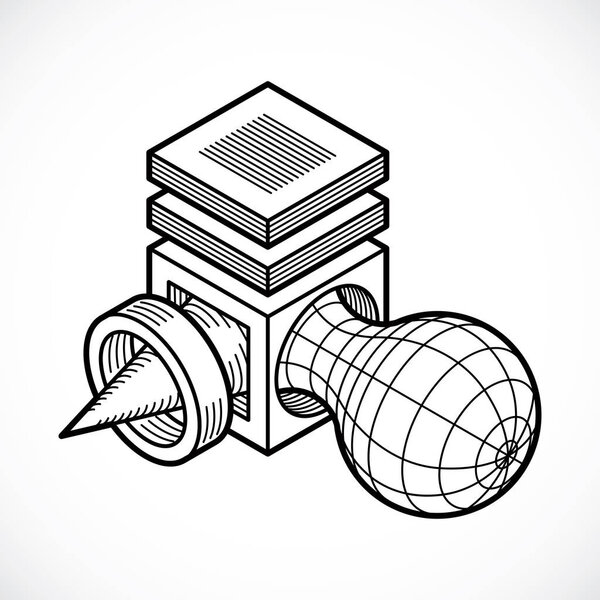 Abstract isometric dimensional shape