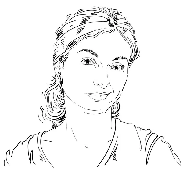 Retrato gráfico dibujado a mano de la mujer — Vector de stock