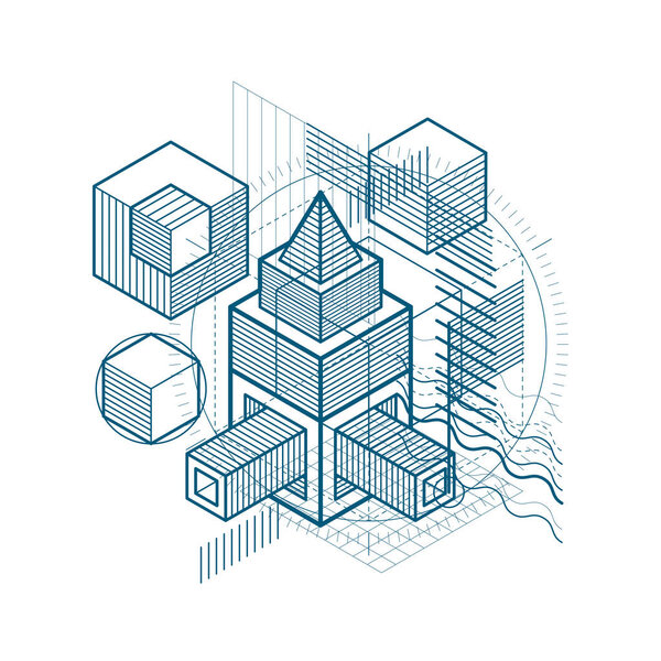 Isometric linear abstract background