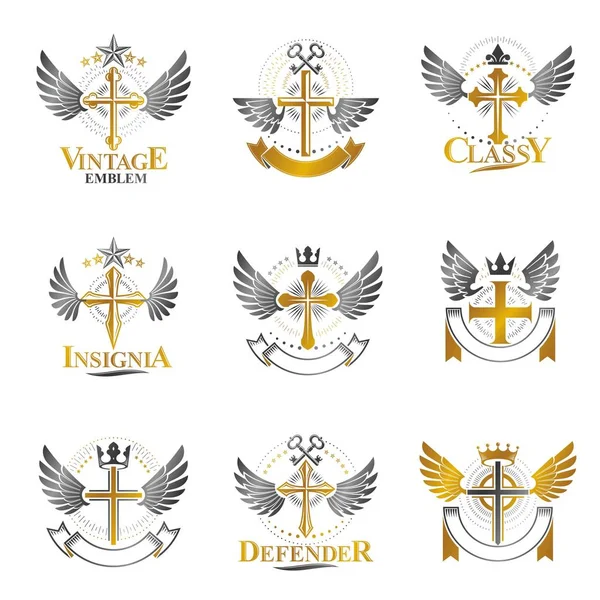 Kruisen van Christendom emblemen set — Stockvector