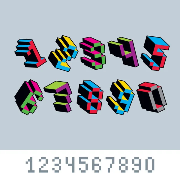 Números en estilo de 8 bits — Archivo Imágenes Vectoriales