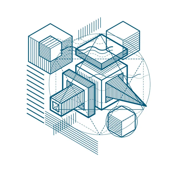 Composizione astratta delle forme isometriche — Vettoriale Stock
