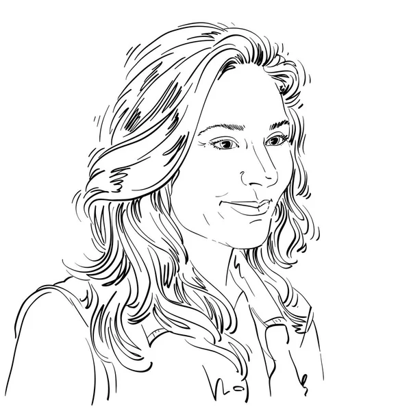 Retrato gráfico desenhado à mão da mulher — Vetor de Stock