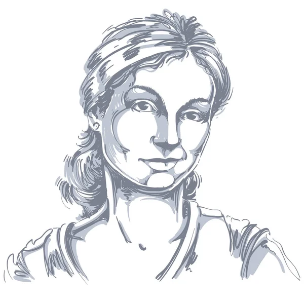 Retrato gráfico dibujado a mano de la mujer — Vector de stock