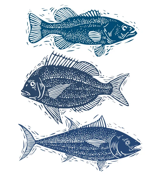 Conjunto de peces submarinos — Vector de stock