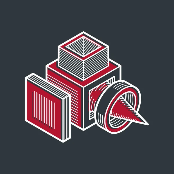 İzometrik soyut kompozisyon şekiller